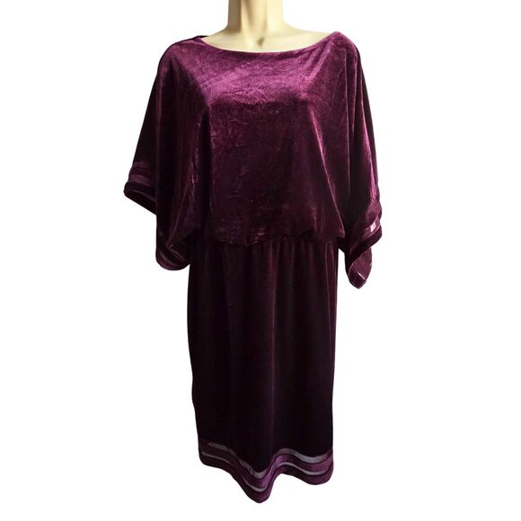 NWT Jessica Howard Wine Velvet Shift Dress 12P Petite - Picture 2 of 14